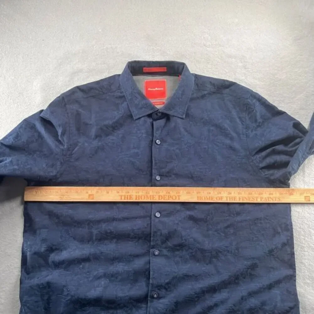 Tommy Bahama Shirt Mens Size XL Island‎ Modern Fit Jacquard Flip Cuff Textured
